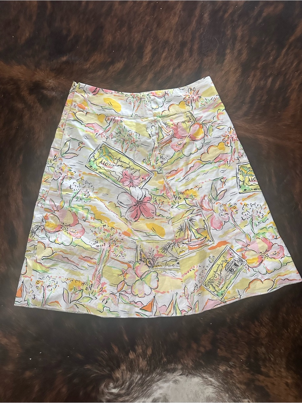 Express Pastel Floral A-Line Skirt - Pink, Yellow & Green